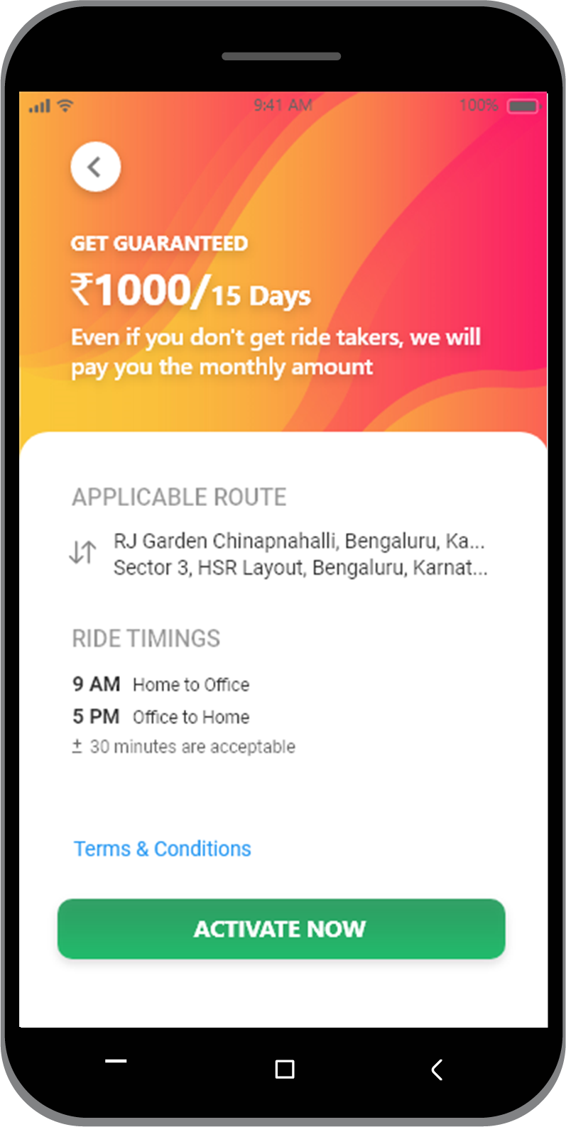 Incentive Scheme Activation